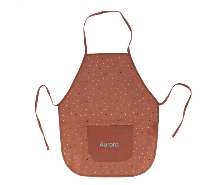 Pack Delantal Infantil Dots Brown Personalizable + Cuchillo Caramel - Imagen 3