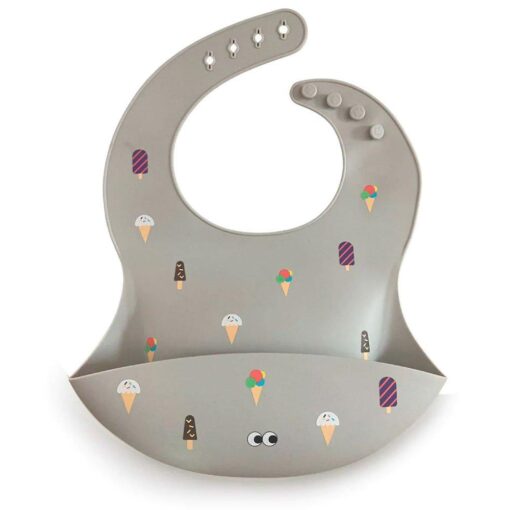 Babero de Silicona Ice Cream-Grey