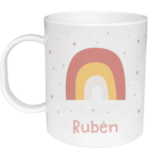 Taza de Plástico Personalizada Arcoíris Rosa