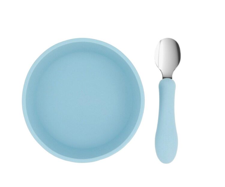 Bol Silicona + Cuchara Acero Sky Blue - Imagen 6