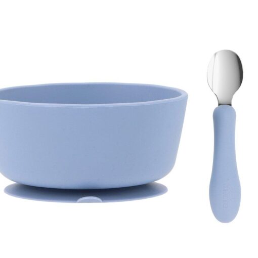 Bol Silicona + Cuchara Acero Ocean Blue