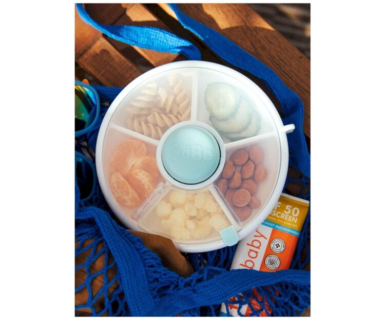Caja Almuerzo Snack Spinner Flip, Correa de Mano y Hoja de Pegatinas Macaron Blue - Imagen 3