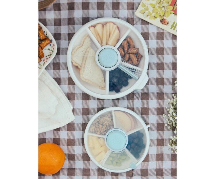 Caja Almuerzo Snack Spinner Flip, Correa de Mano y Hoja de Pegatinas Macaron Blue - Imagen 4