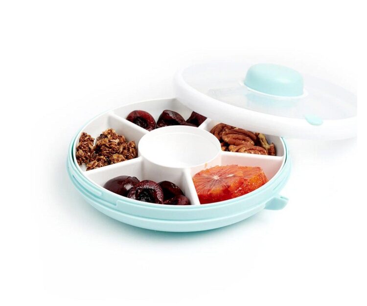 Caja Almuerzo Snack Spinner Flip, Correa de Mano y Hoja de Pegatinas Macaron Blue - Imagen 5