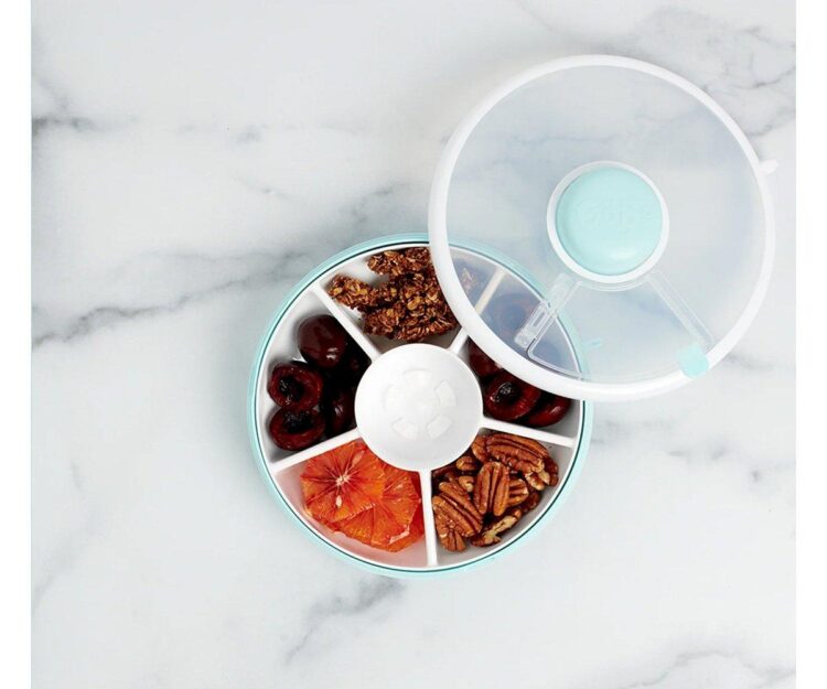 Caja Almuerzo Snack Spinner Flip, Correa de Mano y Hoja de Pegatinas Macaron Blue - Imagen 6