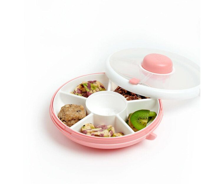Caja Almuerzo Snack Spinner Flip, Correa de Mano y Hoja de Pegatinas Coral Pink - Imagen 7