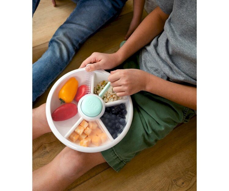 Caja de Almuerzo Grande Snack Spinner Slide con Hoja Pegatinas Macaron Blue - Imagen 7