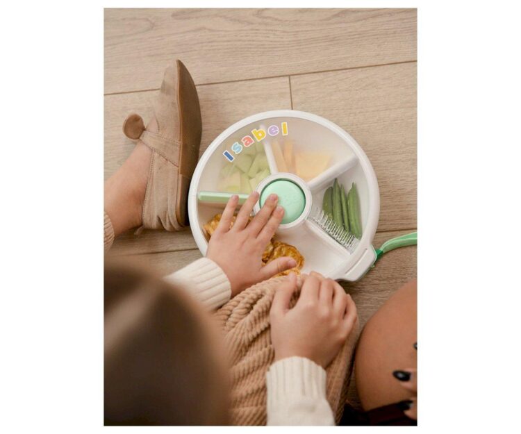 Caja de Almuerzo Grande Snack Spinner Slide con Hoja Pegatinas Mint Green - Imagen 4