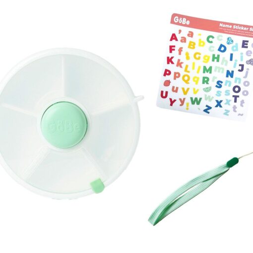 Caja Almuerzo Snack Spinner Flip, Correa de Mano y Hoja de Pegatinas Mint Green
