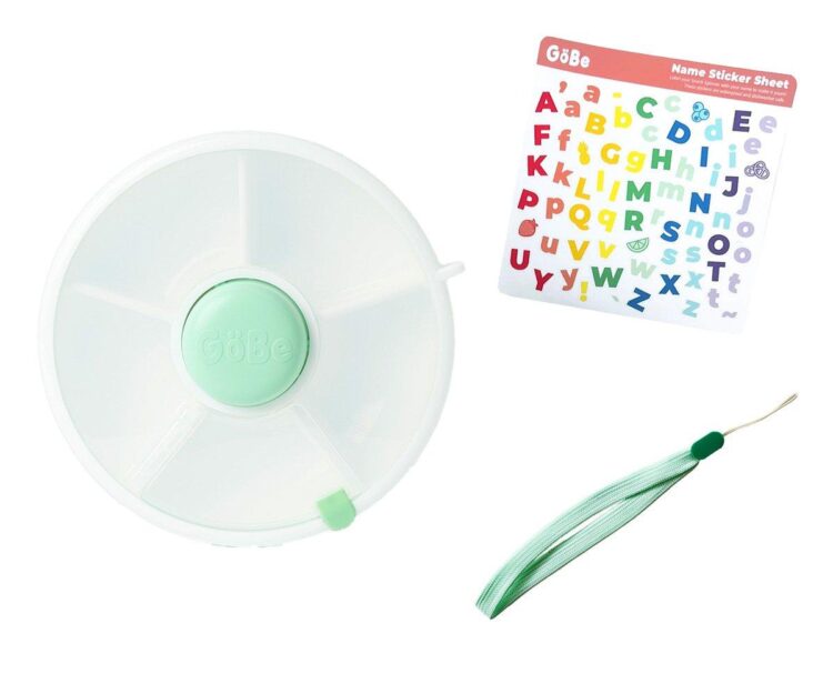 Caja Almuerzo Snack Spinner Flip, Correa de Mano y Hoja de Pegatinas Mint Green