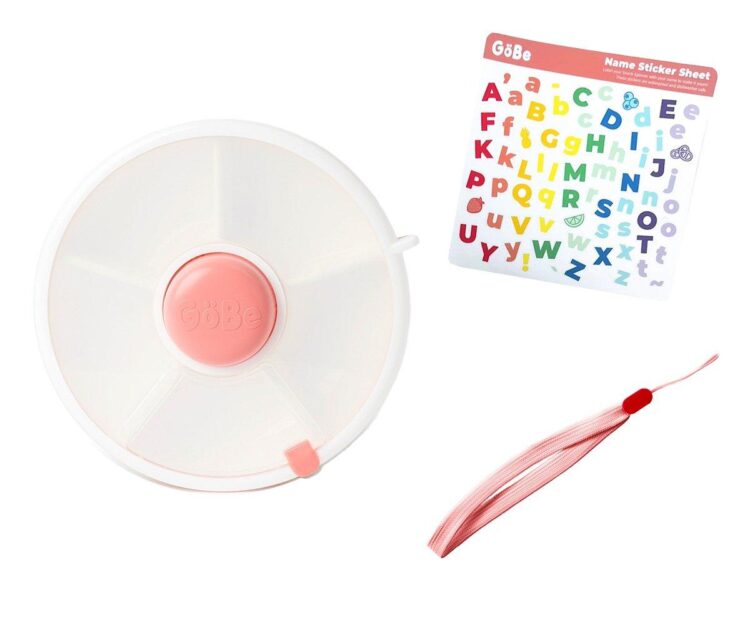 Caja Almuerzo Snack Spinner Flip, Correa de Mano y Hoja de Pegatinas Coral Pink