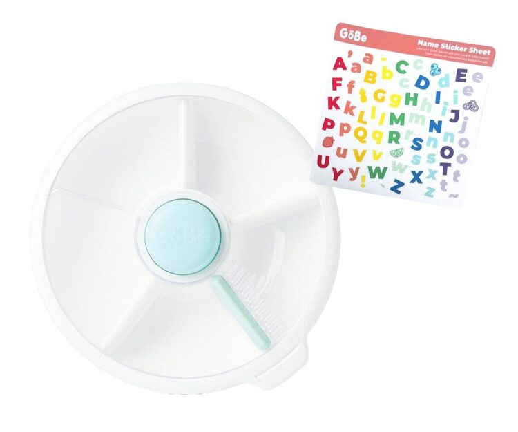 Caja de Almuerzo Grande Snack Spinner Slide con Hoja Pegatinas Macaron Blue