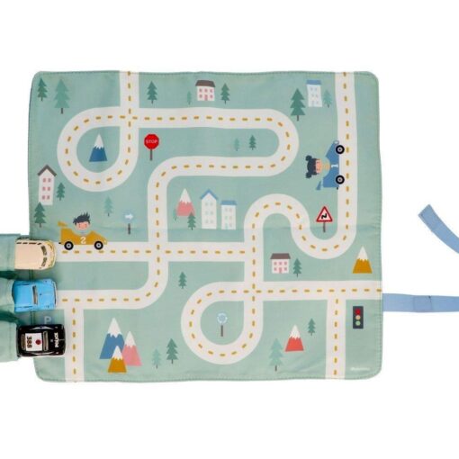Juego Mantel con Circuito Menta + 3 Coches Rosa